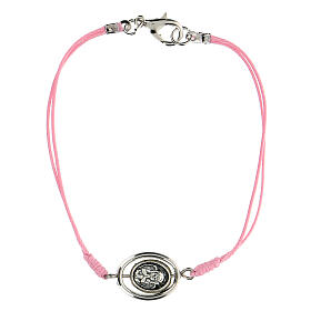 Angel charm bracelet, pink cord 9 mm