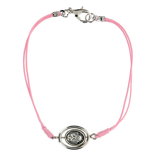 Angel charm bracelet, pink cord 9 mm 1