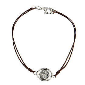 Bracelet with St. Benedict in brown rope 9 mm