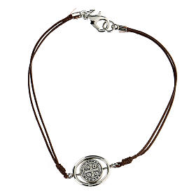 St Benedict bracelet, brown cord 9 mm