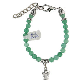 Armband mit kleinen Perlen aus Jade (Naturstein) und mit Schutzengel