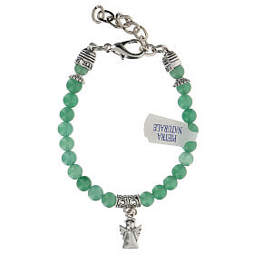 Armband mit kleinen Perlen aus Jade (Naturstein) und mit Schutzengel