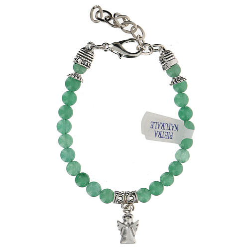 Armband mit kleinen Perlen aus Jade (Naturstein) und mit Schutzengel 2