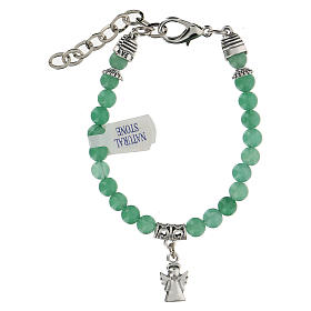 Bracelet avec perles en pierre naturelle Jade et Ange Gardien