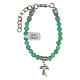 Bracelet avec perles en pierre de Jade et breloque Croix Tau s1