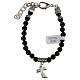Bracelet avec perles en onyx noir et breloque Tau s2