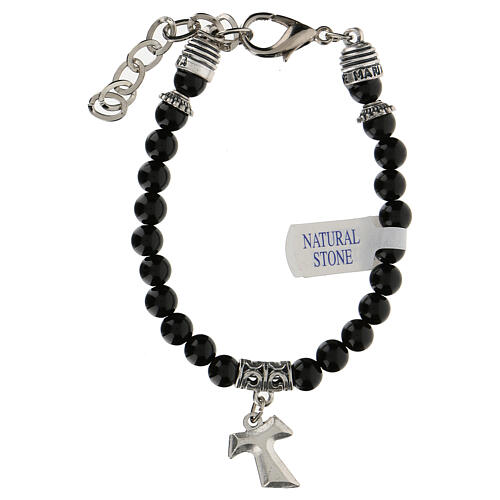 Bracelet with black onyx beads and Tau charm 2