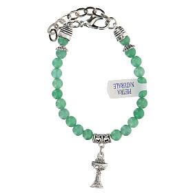 First Communion Bracelet with chalice charm in natural Jade