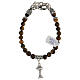 First Communion bracelet with chalice charm in natural Tiger Eye s1