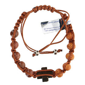Decade rosary bracelet in wood gold stone, 4 mm