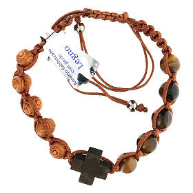 Decade rosary bracelet in wood and glass, 5 mm