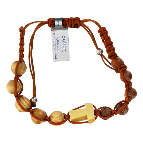 Single decade rosary bracelet in light wood, 5 mm 1