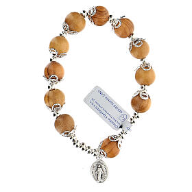 Ten-bead elasticised bracelet in olive tree wood 7 mm