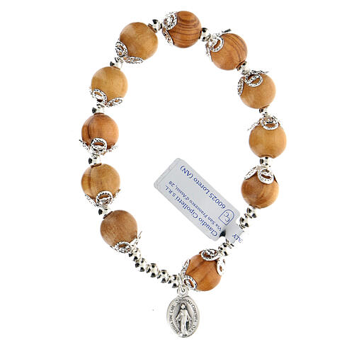 Ten-bead elasticised bracelet in olive tree wood 7 mm 2