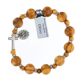 Decade rosary bracelet with elastic, olive wood 7 mm