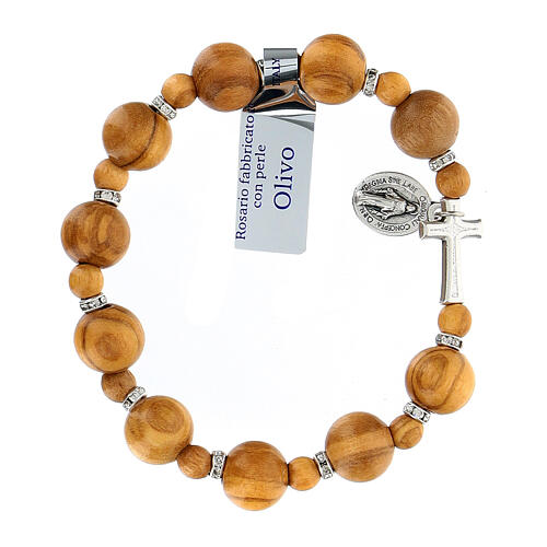 Decade rosary bracelet with elastic, olive wood 7 mm 1