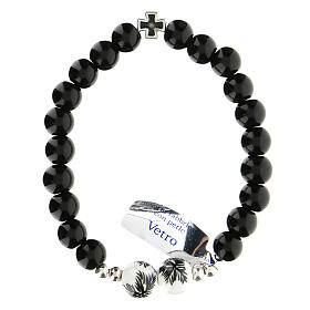 Black bead bracelet in glass, elastic 5 mm