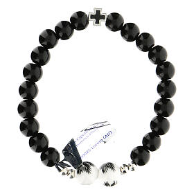 Black bead bracelet in glass, elastic 5 mm