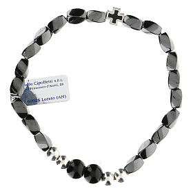 Elastisches Armband mit Perlen aus schwarzem Hämatit, 3 mm