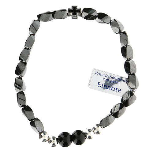 Elastisches Armband mit Perlen aus schwarzem Hämatit, 3 mm 1