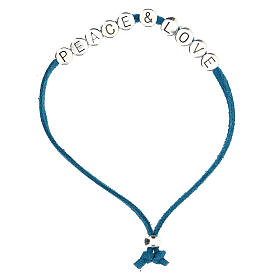 Peace and Love bracelet of light blue alcantara