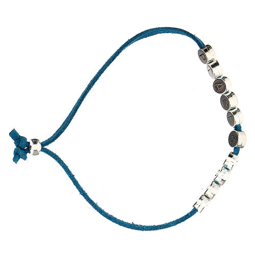 Peace and Love bracelet of light blue alcantara 3
