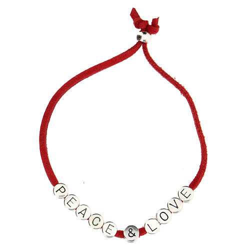 Peace and Love bracelet of red alcantara 2