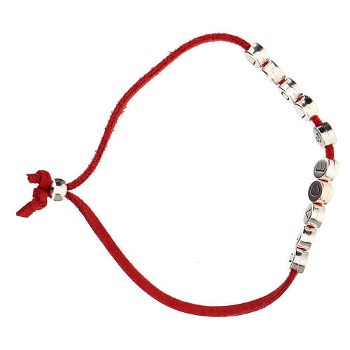 Peace and Love bracelet of red alcantara 3