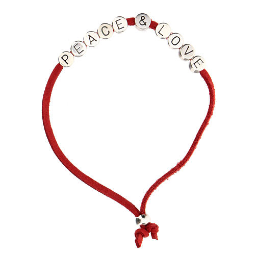 Bracelet Peace and Love alcantara rouge 1