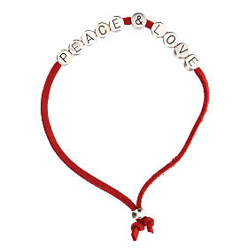 Peace and Love bracelet in red alcantara