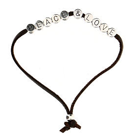 Peace and Love bracelet of brown alcantara