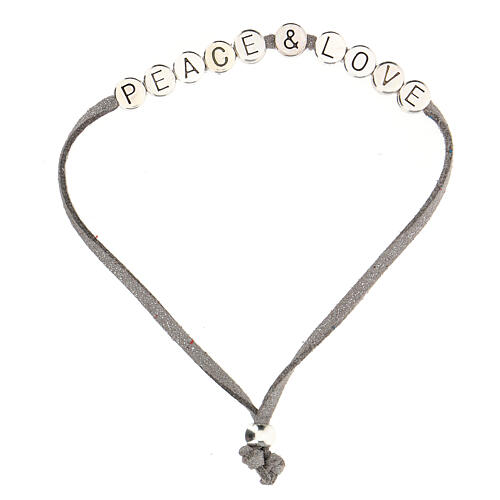 Bracelet Peace and Love alcantara gris 1