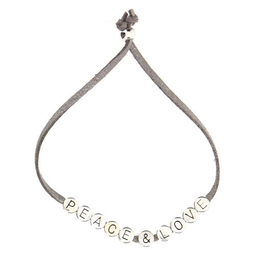 Bracelet Peace and Love alcantara gris 2