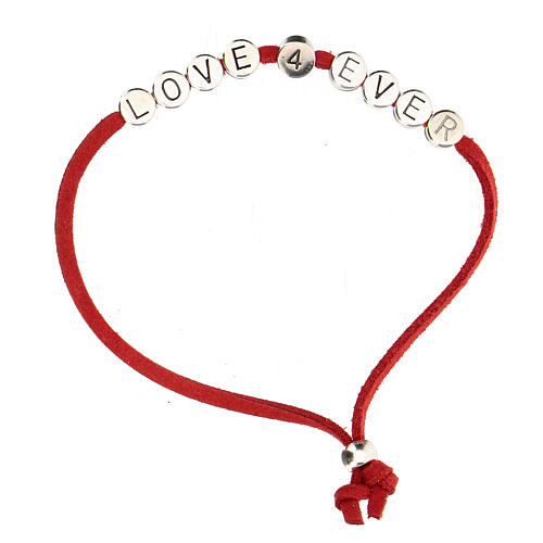 "Love 4 Ever" Armband aus rotem Alcantara 1