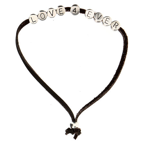 "Love 4 Ever" Armband aus braunem Alcantara 1