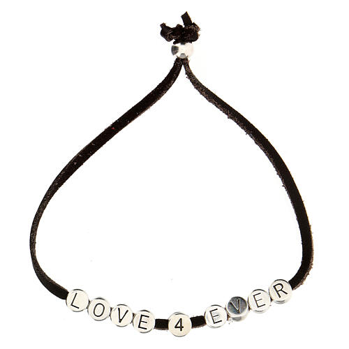 "Love 4 Ever" Armband aus braunem Alcantara 2