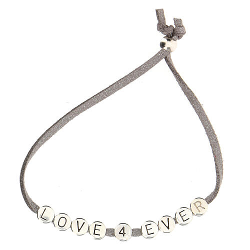 Graues "Love 4 Ever" Armband aus Alcantara und Zamack 2