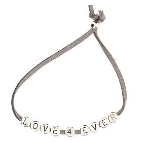 Pulsera gris Love 4 ever alcántara zamak