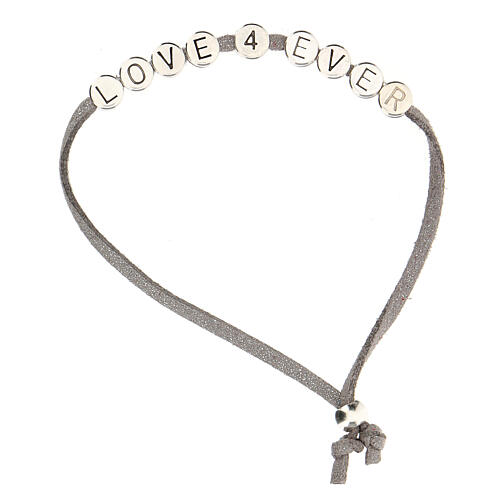 Bracelet Love 4 Ever alcantara gris 1