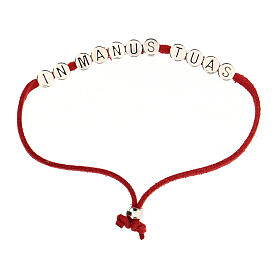 "In Manus Tuas" rotes Armband aus Alcantara mit Zamack