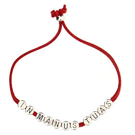 "In Manus Tuas" rotes Armband aus Alcantara mit Zamack