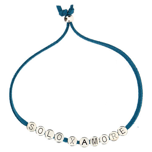 Bracelet alcantara turquoise Solo X Amore zamak 2