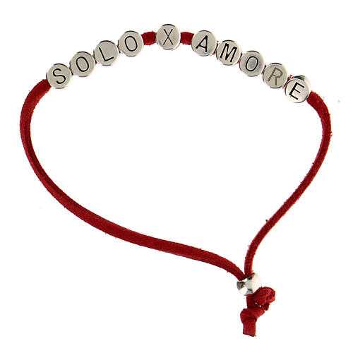 Bracelet alcantara rouge Solo X Amore zamak 4