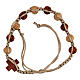 Rosary bracelet with beige string wooden beads, adjustable 8x7 mm s2