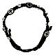 Bracciale decina nero intrecciato con grani rosellina 6x7 mm e croci smaltate s1