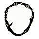 Rosary bracelet black braided rope with rosebud beads 6x7mm and enameled crosses s2