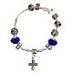 Single decade rosary bracelet with 8x10 mm blue crystal beads and metal cross pendan s2