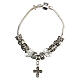 Single decade rosary bracelet with 8x10 mm crystal beads and metal cross pendant s1