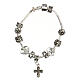 Single decade rosary bracelet with 8x10 mm crystal beads and metal cross pendant s2