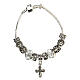 Single decade rosary bracelet with 8x10 mm crystal beads and metal cross pendant s3